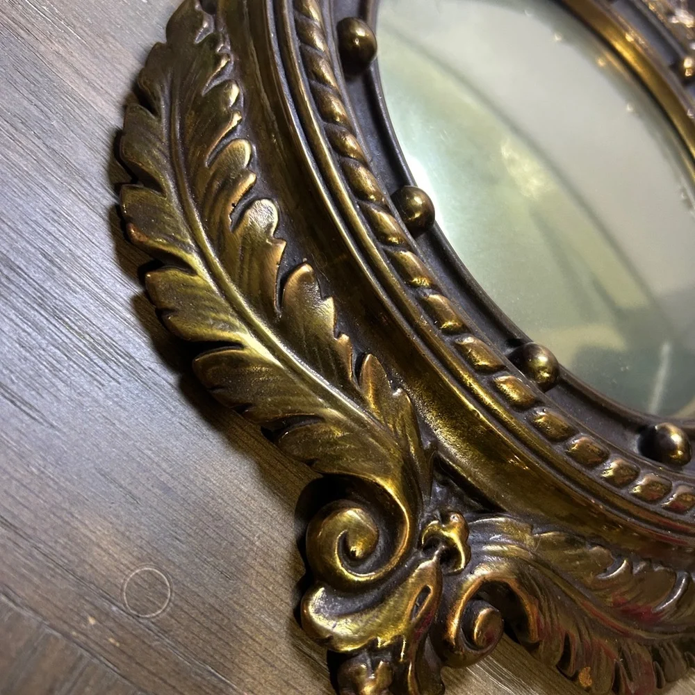 Antique Armor Bronze Federal American Eagle Bulls Eye Convex Mirror. 3.82 1bs